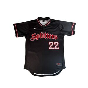 Maxim Athletic Splitters #22 Baseball Jersey Men's M Black Red Two Button Y2K